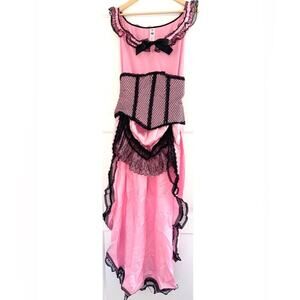 Burlesque Whimsigoth Pink Black Dress Corset Fishnet Fairygrunge NEW Large